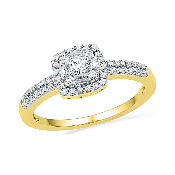 10kt Yellow Gold Womens Round Diamond Square Cluster Bridal Wedding Engagement Ring 13 Cttw mayamila Rings 10kt Yellow Gold Womens Round Diamond Square Cluster Bridal Wedding Engagement Ring 13 Cttw mayamila Rings