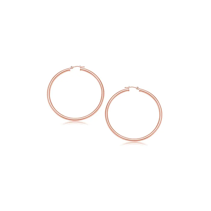 14k Rose Gold Polished Hoop Earrings 15 mm MayaMila Earrings