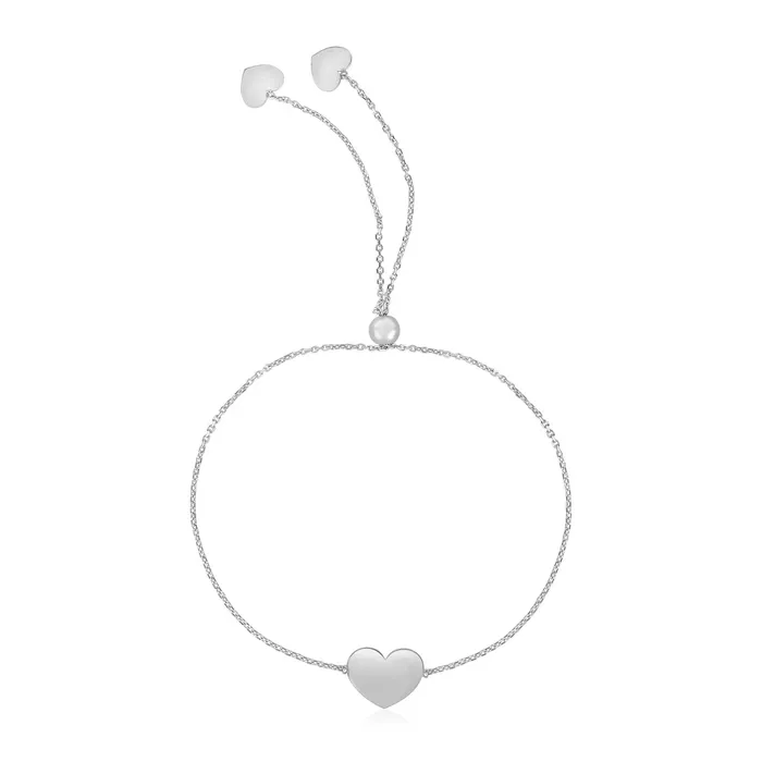 14k White Gold Adjustable Heart Bracelet MayaMila Bracelets