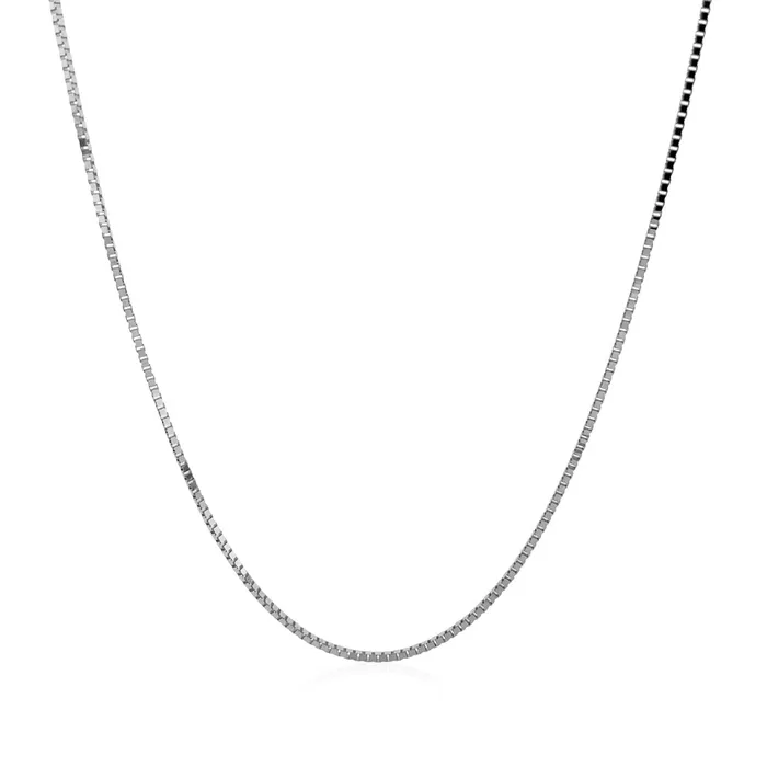 14k White Gold Classic Box Chain 08mm MayaMila Rings