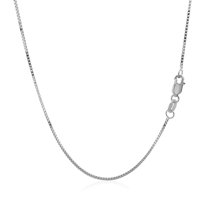14k White Gold Classic Box Chain 08mm MayaMila Rings