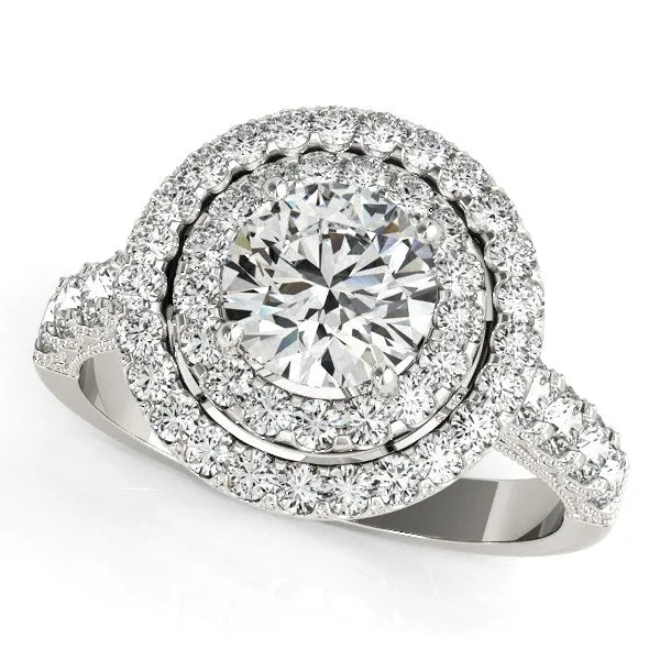 14k White Gold Diamond Engagement Ring with Double Pave Halo 2 58 cttw MayaMila Rings 14k White Gold Diamond Engagement Ring with Double Pave Halo 2 58 cttw MayaMila Rings