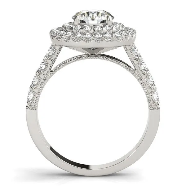 14k White Gold Diamond Engagement Ring with Double Pave Halo 2 58 cttw MayaMila Rings