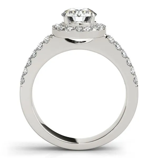 14K White Gold Halo Diamond Engagement Ring With Double Row Band 1 38 ct tw mayamila Rings