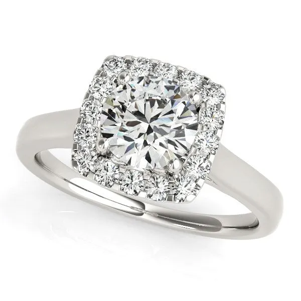 14K White Gold Square Shape Border Round Cut Diamond Engagement Ring 1 13 ct tw mayamila Rings 14K White Gold Square Shape Border Round Cut Diamond Engagement Ring 1 13 ct tw mayamila Rings
