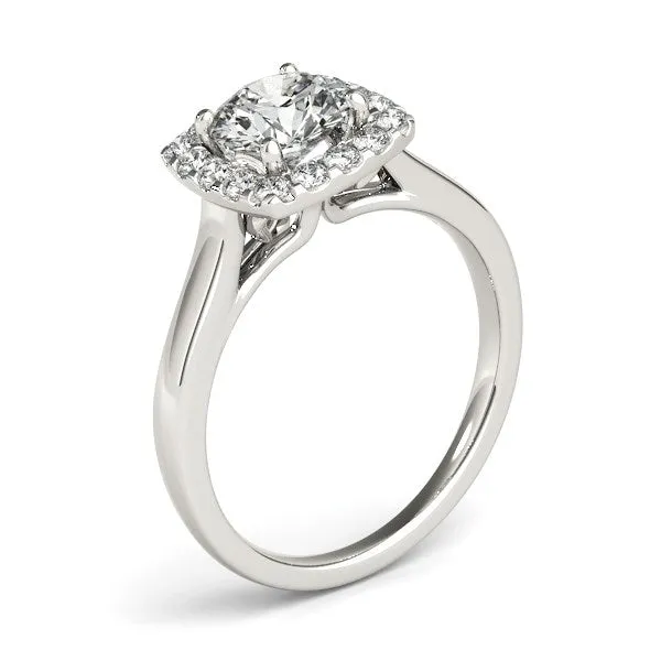 14K White Gold Square Shape Border Round Cut Diamond Engagement Ring 1 13 ct tw mayamila Rings