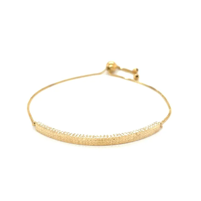 14k Yellow Gold Chain Bar Lariat Style Bracelet MayaMila Bracelets