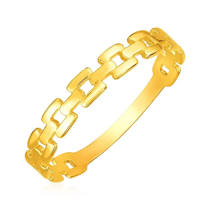 14k Yellow Gold Chain Link Ring MayaMila Rings