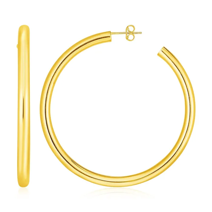 14k Yellow Gold Polished Hoop Earrings MayaMila Earrings
