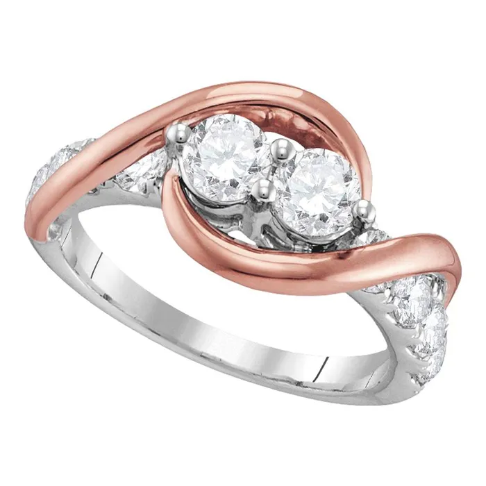 14kt Twotone Gold Womens Round Diamond 2stone Bridal Wedding Engagement Ring 100 Cttw mayamila Rings 14kt Twotone Gold Womens Round Diamond 2stone Bridal Wedding Engagement Ring 100 Cttw mayamila Rings