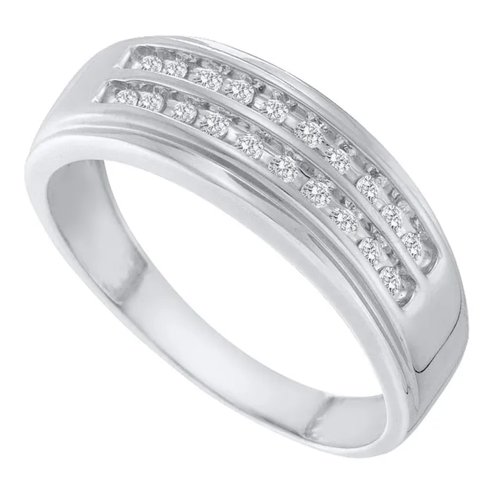 14kt White Gold Mens Round Diamond 2row Wedding Anniversary Band Ring 14 Cttw mayamila Rings 14kt White Gold Mens Round Diamond 2row Wedding Anniversary Band Ring 14 Cttw mayamila Rings