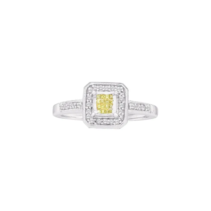 14kt White Gold Womens Princess Yellow Color Enhanced Diamond Square Frame Cluster Ring 14 Cttw mayamila Rings 14kt White Gold Womens Princess Yellow Color Enhanced Diamond Square Frame Cluster Ring 14 Cttw mayamila Rings