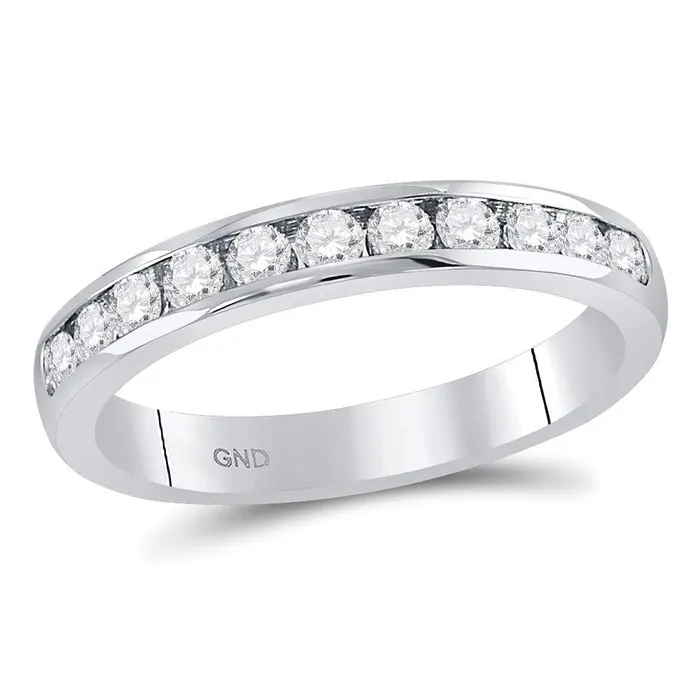 14kt White Gold Womens Round Diamond Single Row Channelset Wedding Band 12 Cttw mayamila Rings 14kt White Gold Womens Round Diamond Single Row Channelset Wedding Band 12 Cttw mayamila Rings