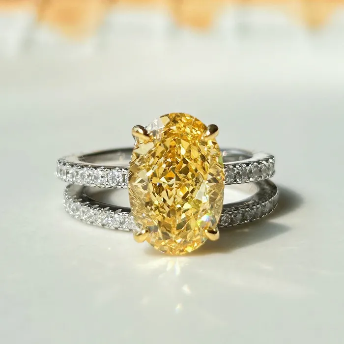 2 Pcs Stunning Yellow Oval Cut Sterling Silver Bridal Set For Women Carly Jewelry Rings 2 Pcs Stunning Yellow Oval Cut Sterling Silver Bridal Set For Women Carly Jewelry Rings