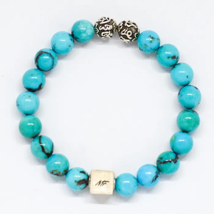 American Turquoise Round Infinity Silver Bracelet 8 MM Mystic Flavia Bracelets American Turquoise Round Infinity Silver Bracelet 8 MM Mystic Flavia Bracelets
