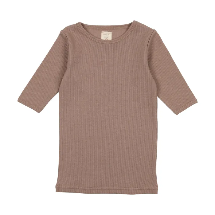 Analogie Rings Analogie Ribbed Big Girls TShirt Three Quarter Sleeve Tan