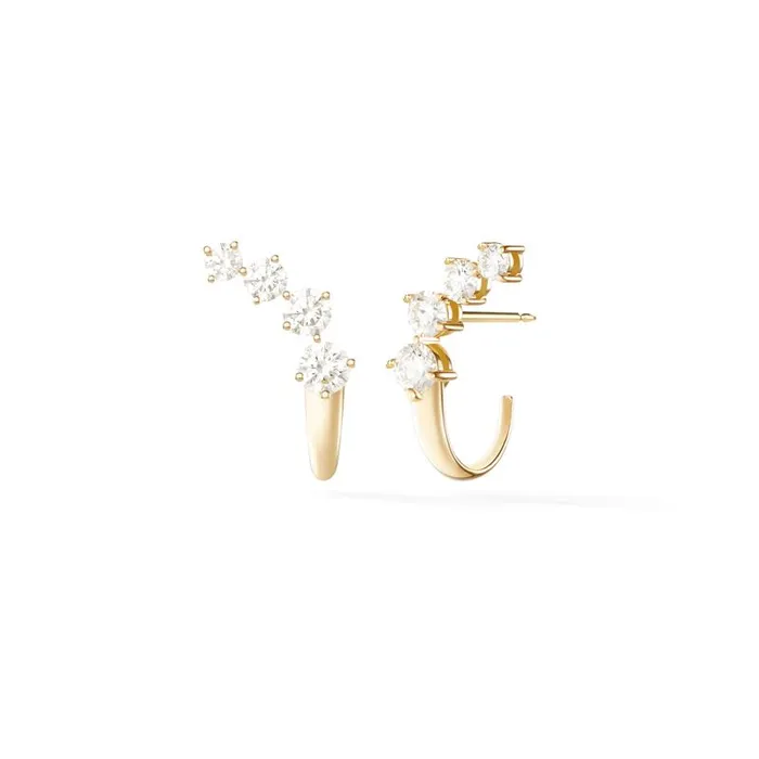 Aria Dagger Huggie Hoop 18k yellow gold with diamonds 089 tcw Melissa Kaye Earrings