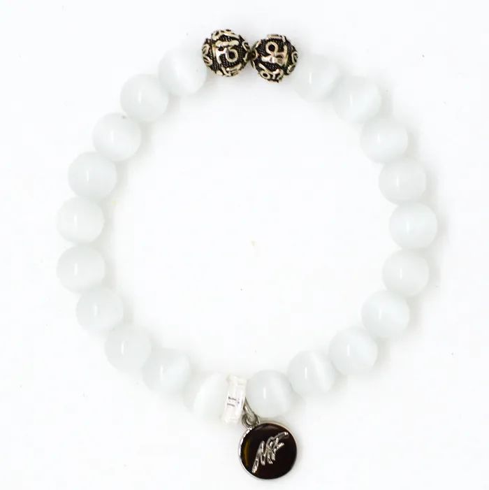 Bracelets Cat Eye Pine Stone Silver Bead Bracelet 8 MM Mystic Flavia
