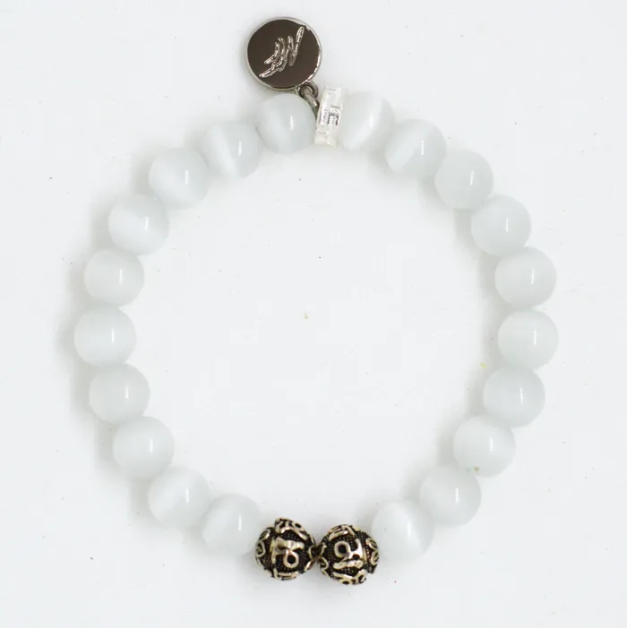 Bracelets Cat Eye Pine Stone Silver Bead Bracelet 8 MM Mystic Flavia