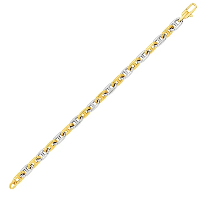 Bracelets MayaMila 14k TwoToned Yellow and White Gold Mariner Link Bracelet Bracelets MayaMila 14k TwoToned Yellow and White Gold Mariner Link Bracelet