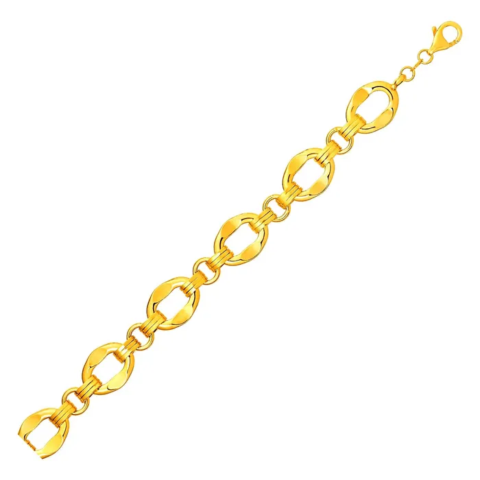 Bracelets MayaMila Wide Oval Link Bracelet in 14k Yellow Gold