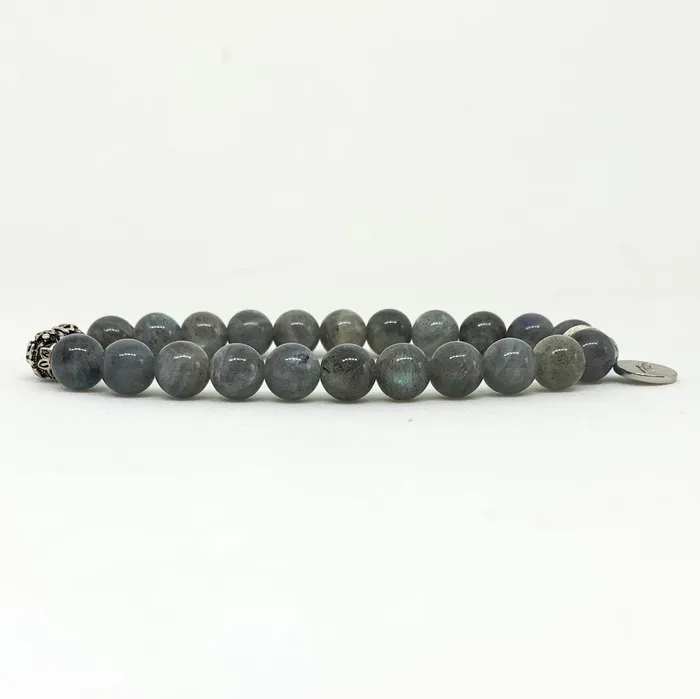 Bracelets MF Labradorite Stone Silver Bead Bracelet 8 MM