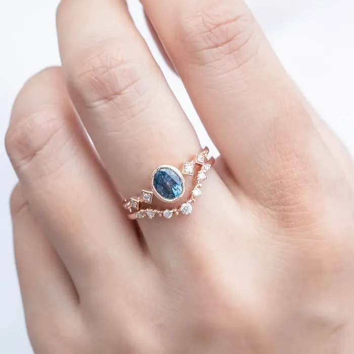 Celeste Ring 080ct Oval Blue Montana Sapphire 14k Rose Gold One of a kind Envero Jewelry Rings Celeste Ring 080ct Oval Blue Montana Sapphire 14k Rose Gold One of a kind Envero Jewelry Rings
