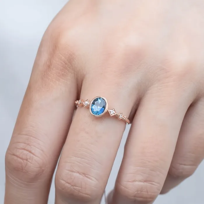 Celeste Ring 080ct Oval Blue Montana Sapphire 14k Rose Gold One of a kind Envero Jewelry Rings Celeste Ring 080ct Oval Blue Montana Sapphire 14k Rose Gold One of a kind Envero Jewelry Rings