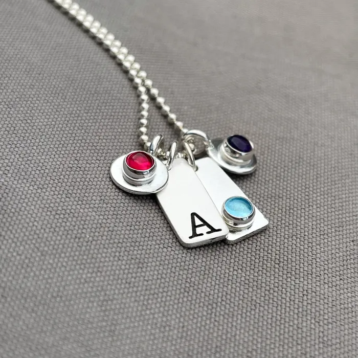 Charm Necklaces HeidiJHale Designs Sterling Silver GemstoneBirthstone Charm