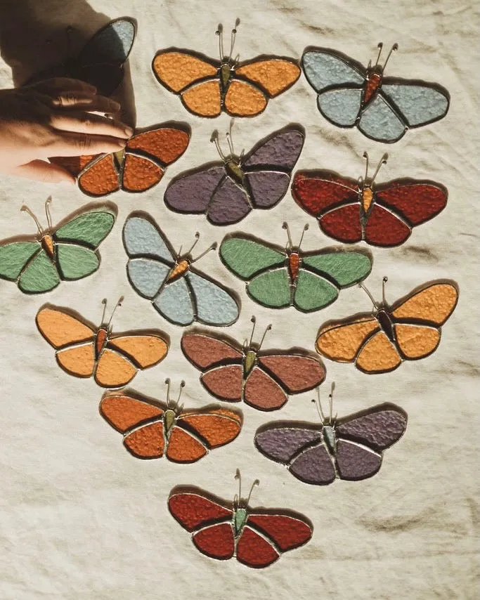 Chelbie Hunger Stained Glass Butterfly Earrings