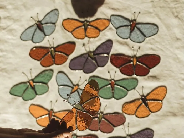 Chelbie Hunger Stained Glass Butterfly Earrings