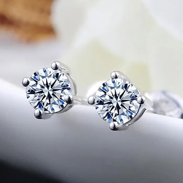 Classic Moissanite Stone 4 Prong Sterling Silver Stud Earrings Shineofidamond Earrings Classic Moissanite Stone 4 Prong Sterling Silver Stud Earrings Shineofidamond Earrings