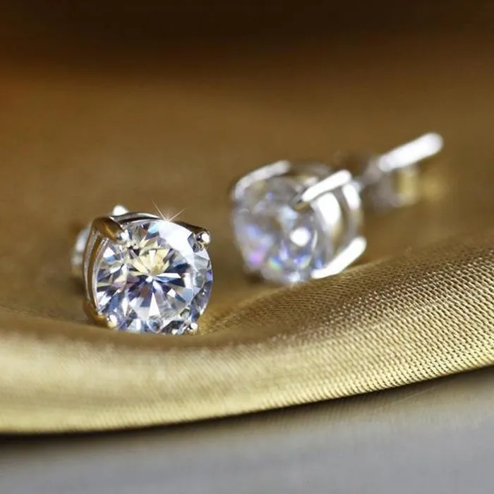 Classic Moissanite Stone 4 Prong Sterling Silver Stud Earrings Shineofidamond Earrings Classic Moissanite Stone 4 Prong Sterling Silver Stud Earrings Shineofidamond Earrings