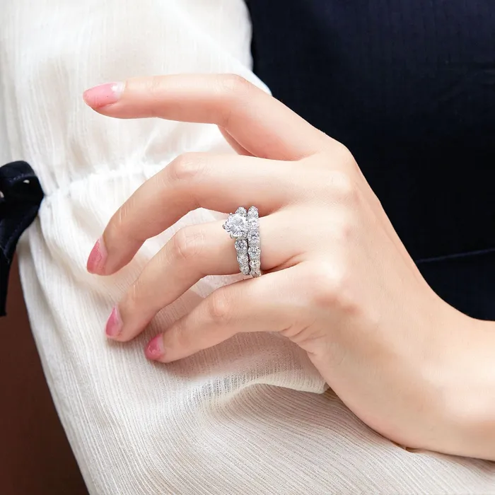 Crown Design Bridal Set in Sterling Silver Shineofidamond Rings Crown Design Bridal Set in Sterling Silver Shineofidamond Rings