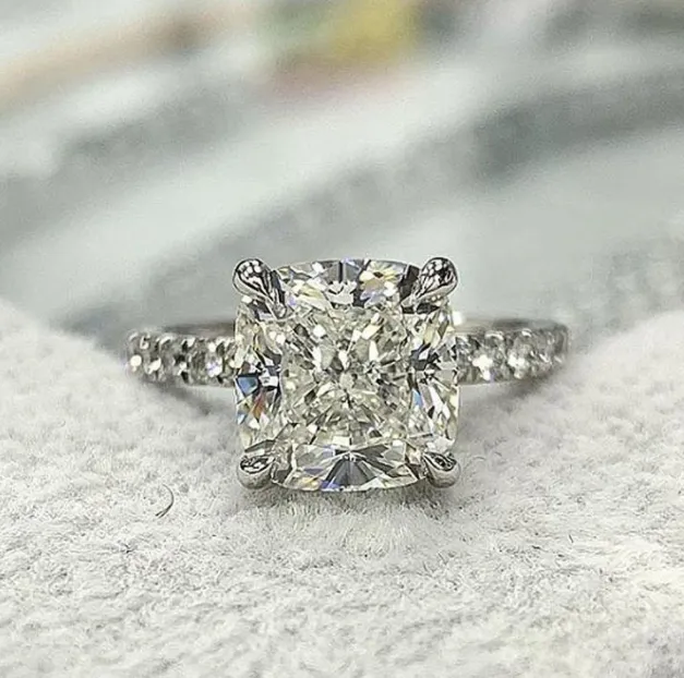 Cushion Cut 4 Prong Eternity 925 Sterling Silver Bridal Set Shineofidamond Rings Cushion Cut 4 Prong Eternity 925 Sterling Silver Bridal Set Shineofidamond Rings