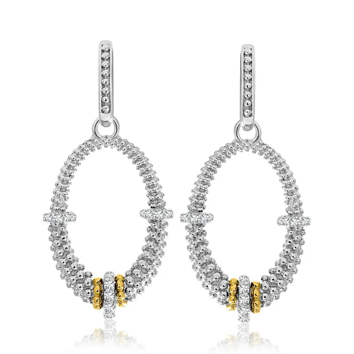 Earrings 18k Yellow Gold Sterling Silver Diamond Accented Graduated Oval Earrings MayaMila Earrings 18k Yellow Gold Sterling Silver Diamond Accented Graduated Oval Earrings MayaMila
