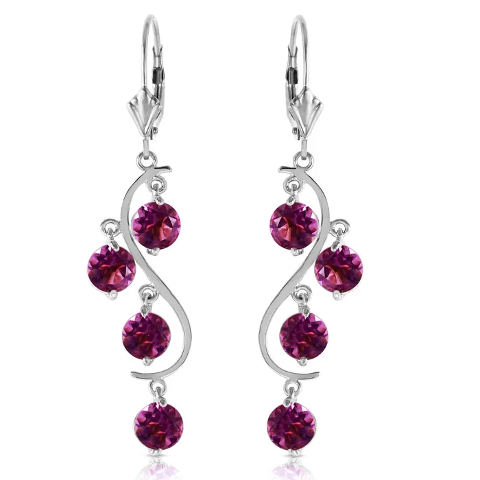 Earrings 495 Carat 14K Solid White Gold Stately Heart Amethyst Earrings MayaMila Earrings 495 Carat 14K Solid White Gold Stately Heart Amethyst Earrings MayaMila