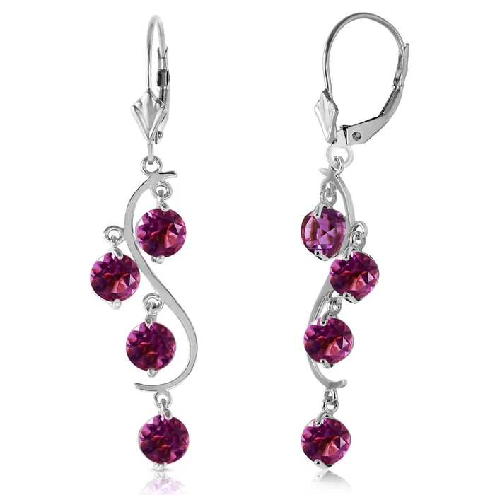 Earrings 495 Carat 14K Solid White Gold Stately Heart Amethyst Earrings MayaMila Earrings 495 Carat 14K Solid White Gold Stately Heart Amethyst Earrings MayaMila