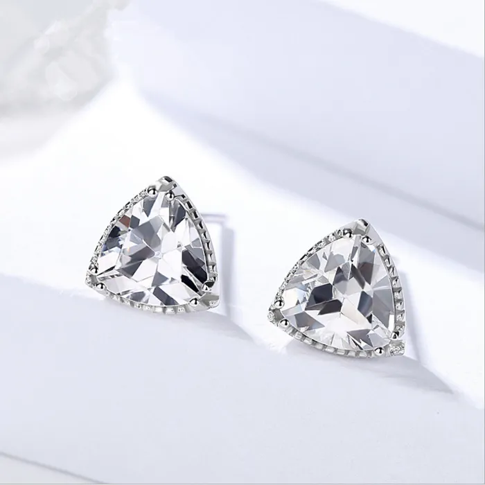 Earrings Chic Triangular Zircon Studded Silver Earrings Mystic Flavia