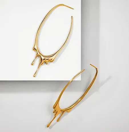 Earrings Marie June Jewelry Dripping Oval Hoop LargeGold