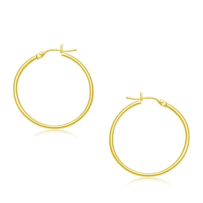 Earrings MayaMila 10k Yellow Gold Polished Hoop Earrings 30 mm