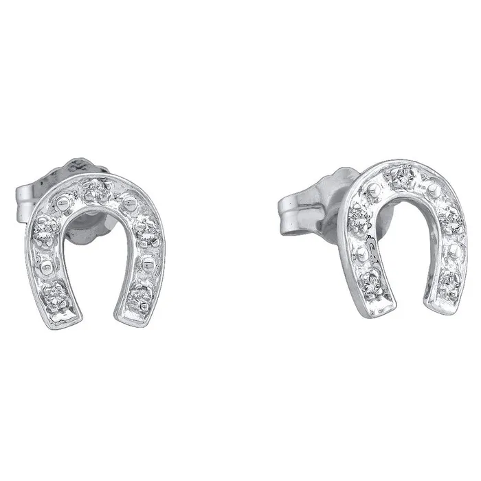 Earrings mayamila Sterling Silver Womens Round Diamond Lucky Horseshoe Screwback Earrings 120 Cttw Earrings mayamila Sterling Silver Womens Round Diamond Lucky Horseshoe Screwback Earrings 120 Cttw