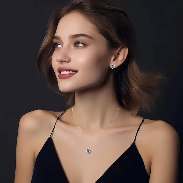 Earrings Mystic Flavia Princess Diana Swarovski Crystal Stud Silver Earrings
