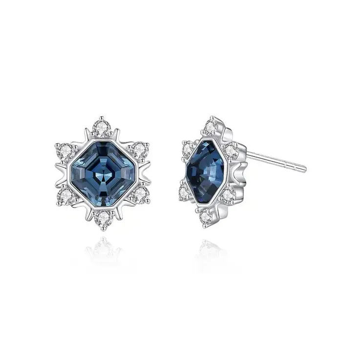 Earrings Mystic Flavia Princess Diana Swarovski Crystal Stud Silver Earrings