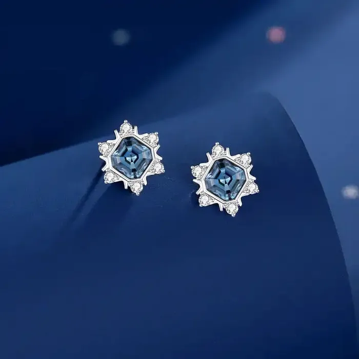 Earrings Mystic Flavia Princess Diana Swarovski Crystal Stud Silver Earrings