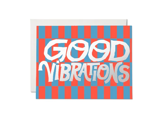 Earrings Red Cap Cards Good Vibrations Encouragement Greeting Card