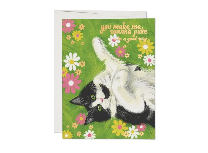 Earrings Red Cap Cards Nice Kitty love greeting card