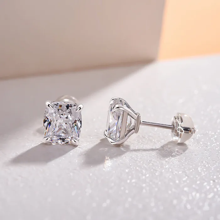 Earrings Shineofdiamond Simple Cushion Cut Stud Earrings In Sterling Silver Earrings Shineofdiamond Simple Cushion Cut Stud Earrings In Sterling Silver