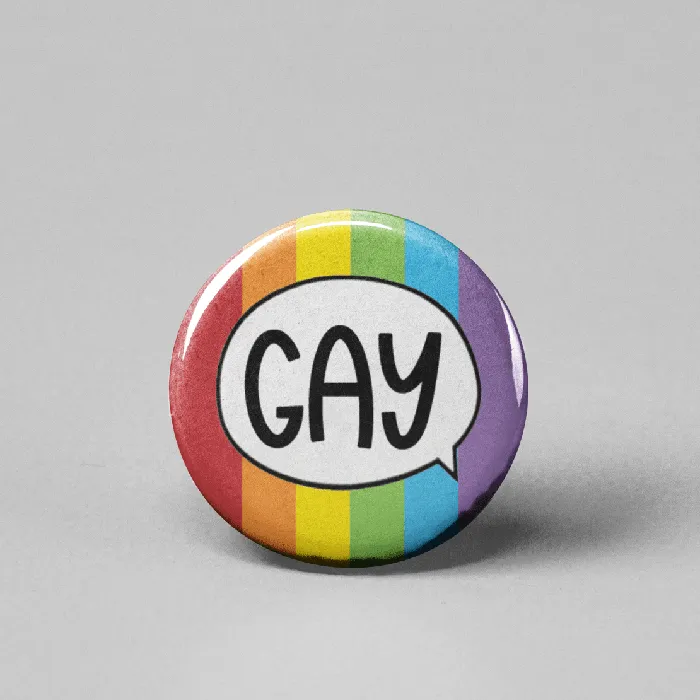 Earrings The Pin Pal Club Say Gay Pinback Button 1