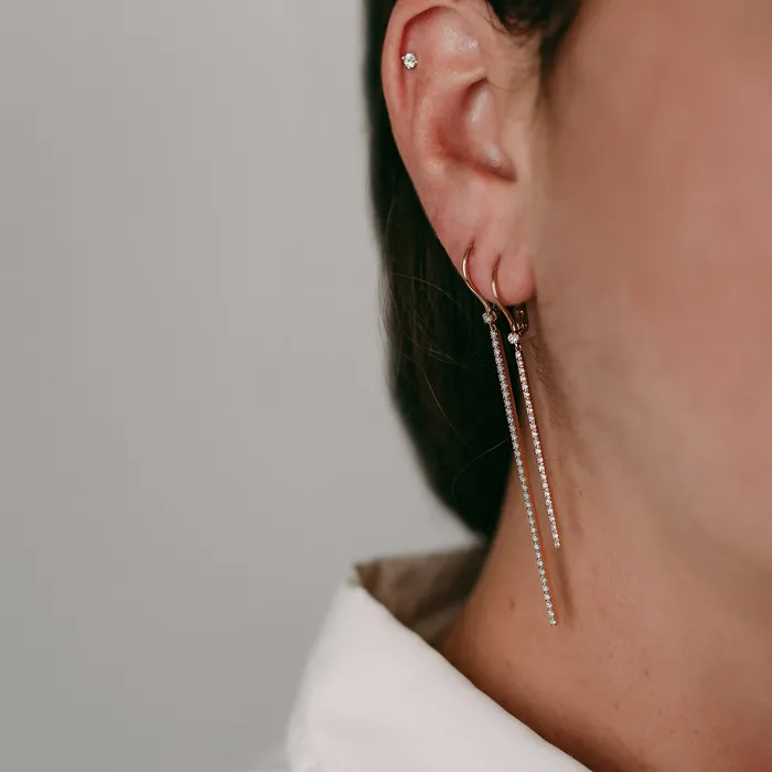 Earrings The Private Room Fine Jewelry Long Diamond Bar Earrings